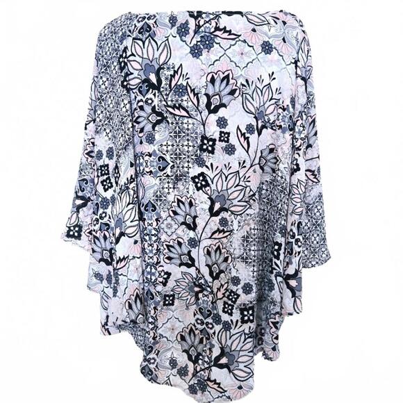 C.D. Daniels Grey Pink Floral Print Flowy Blouse Plus Size 3X - Picture 2 of 4